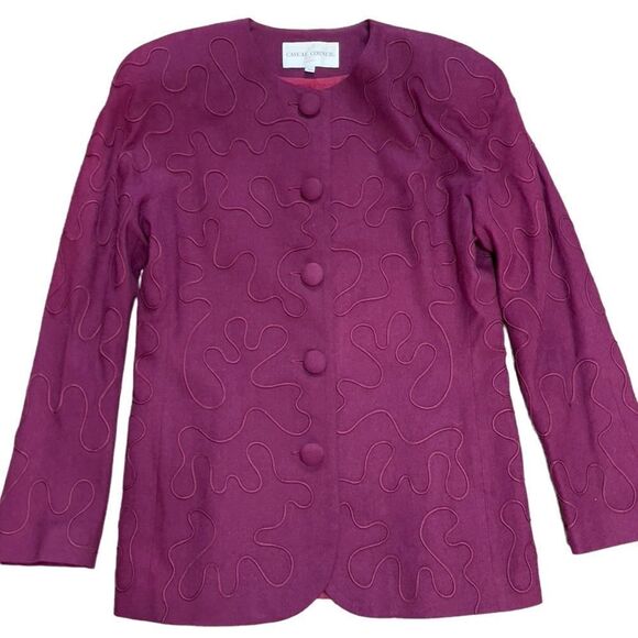 Casual Corner Maroon Round Neck Long Sleeve Blouse Size 10 - Picture 2 of 14